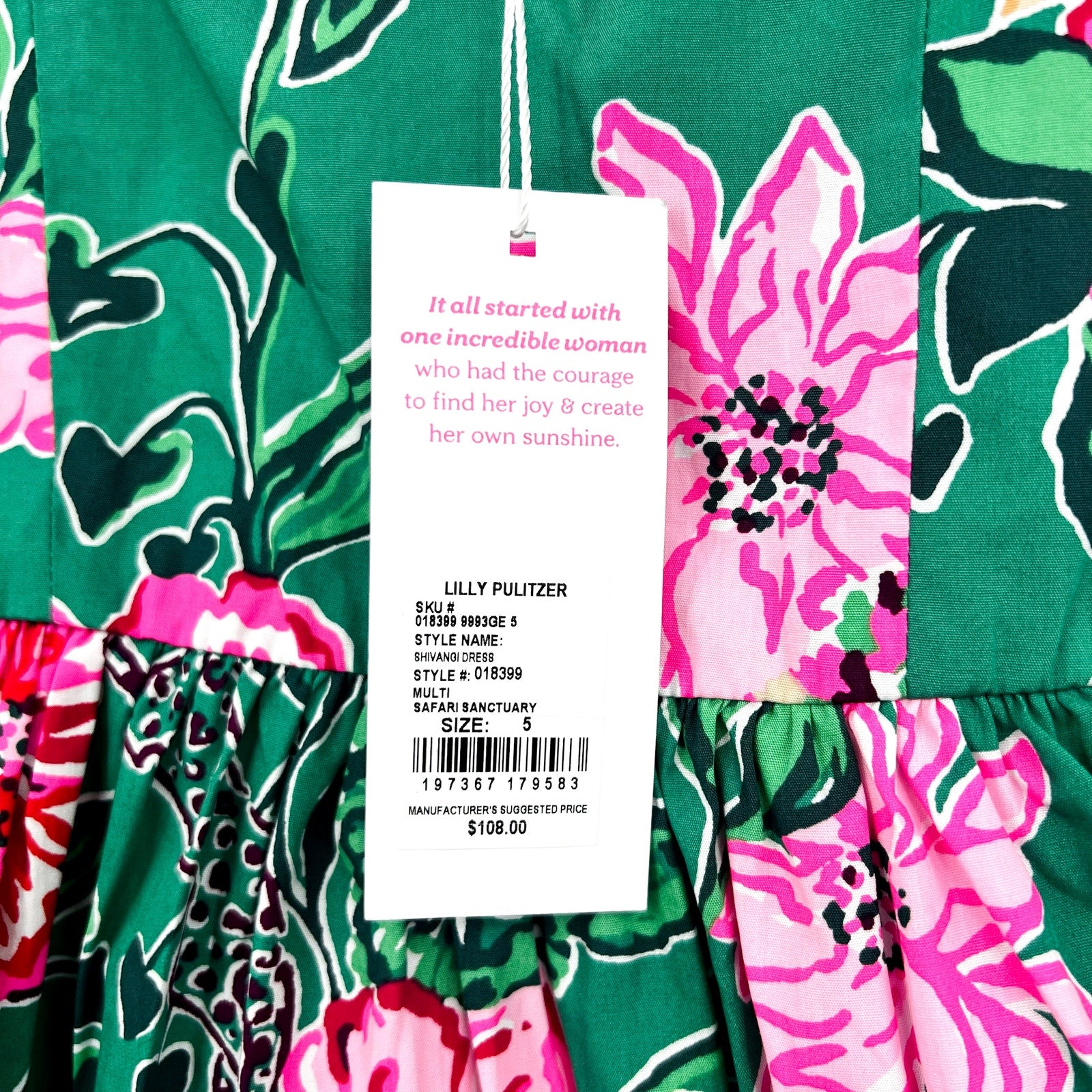 LILLY PULITZER Shivangi Dress Girls 5 Green Safari Sanctuary Short Sleeve NWT