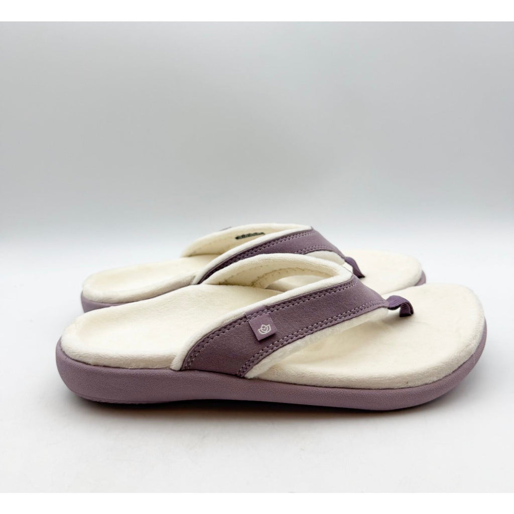 Spenco Womens Yumi Cozy Slipper Flip Flop Size 7 Plush Faux Fur Purple NIB