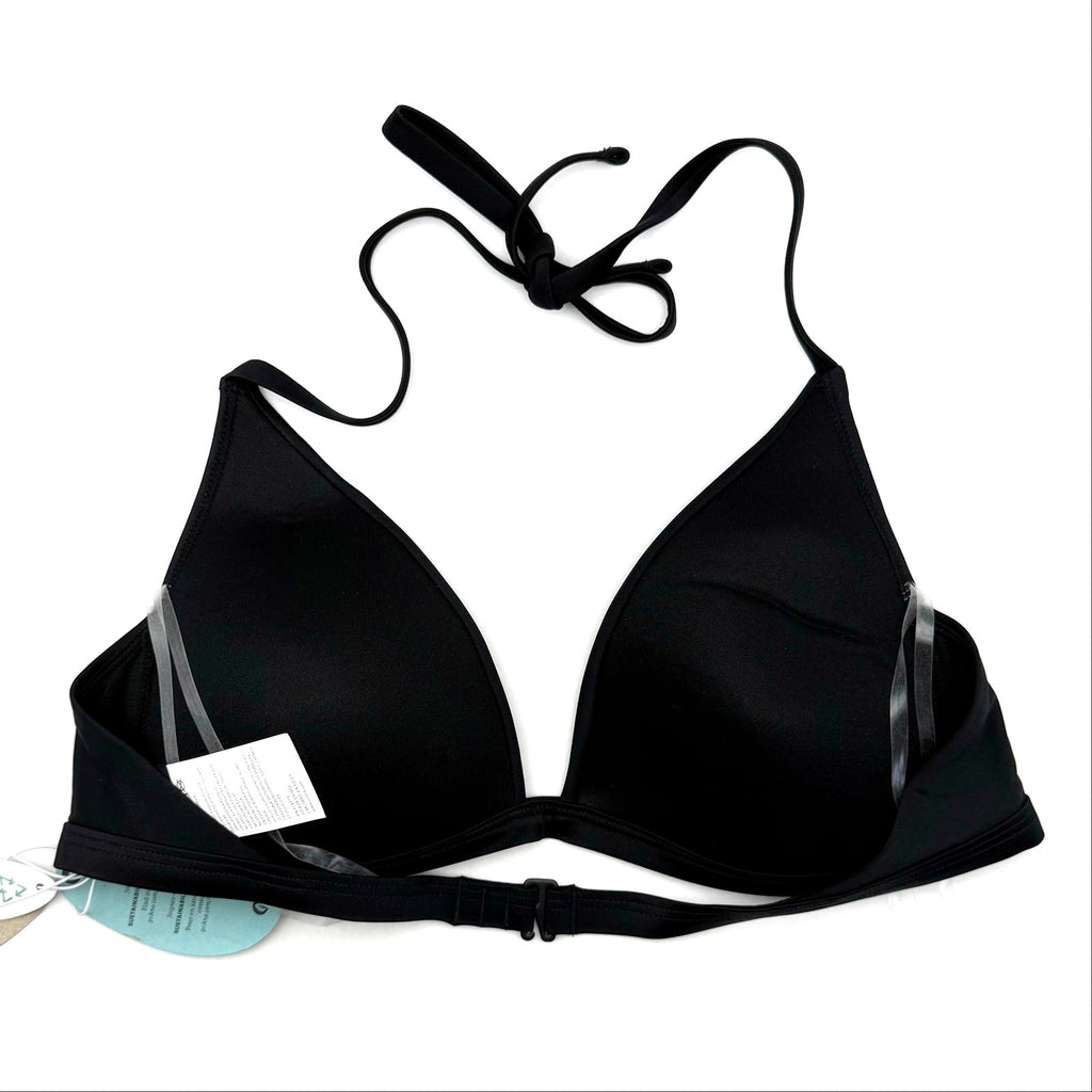 PRANA Women's Lexie Halter Bikini Top Medium Black Stretch UPF 50+ NWT