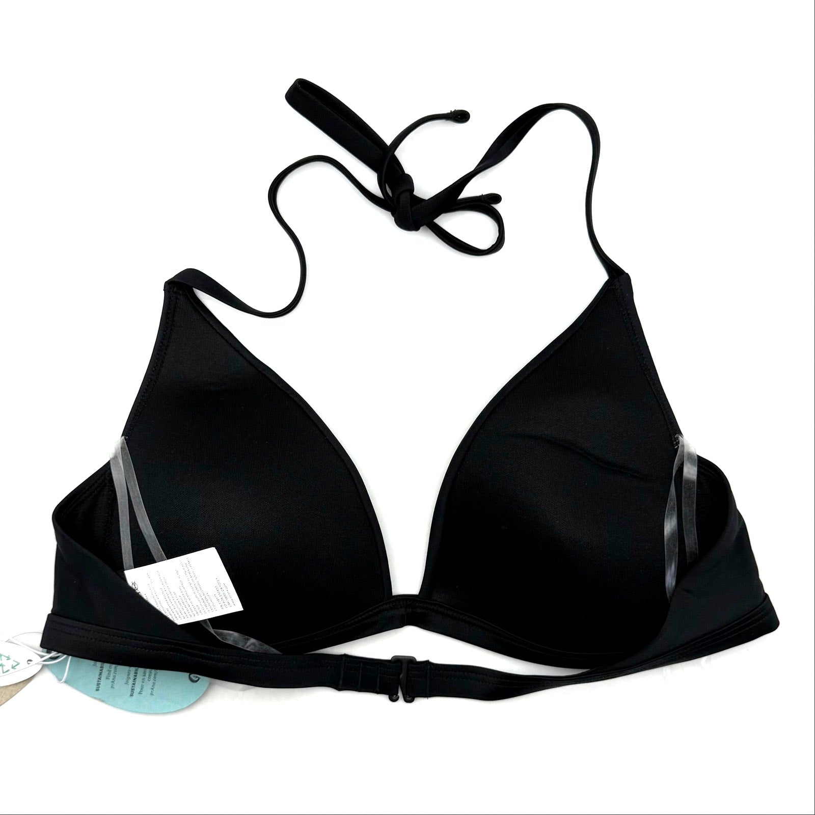 PRANA Women's Lexie Halter Bikini Top Medium Black Stretch UPF 50+ NWT