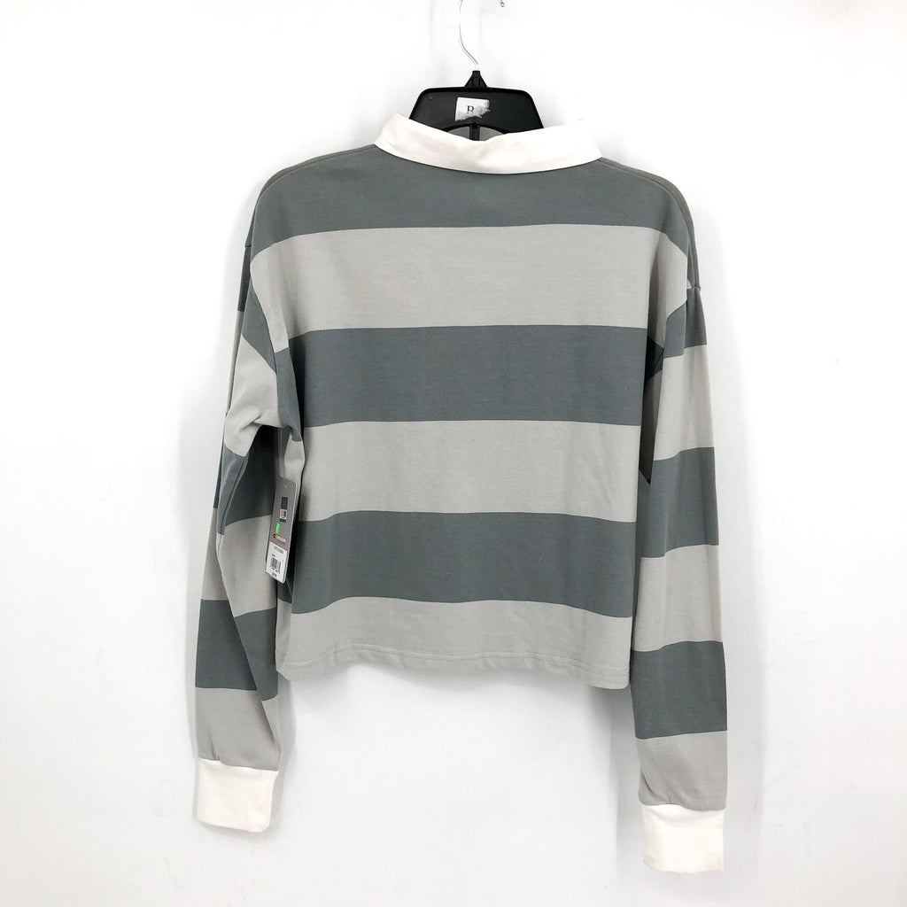 COLOSSEUM Womens Sam Houston World Peace Rugby Pullover Large Grey White NWT