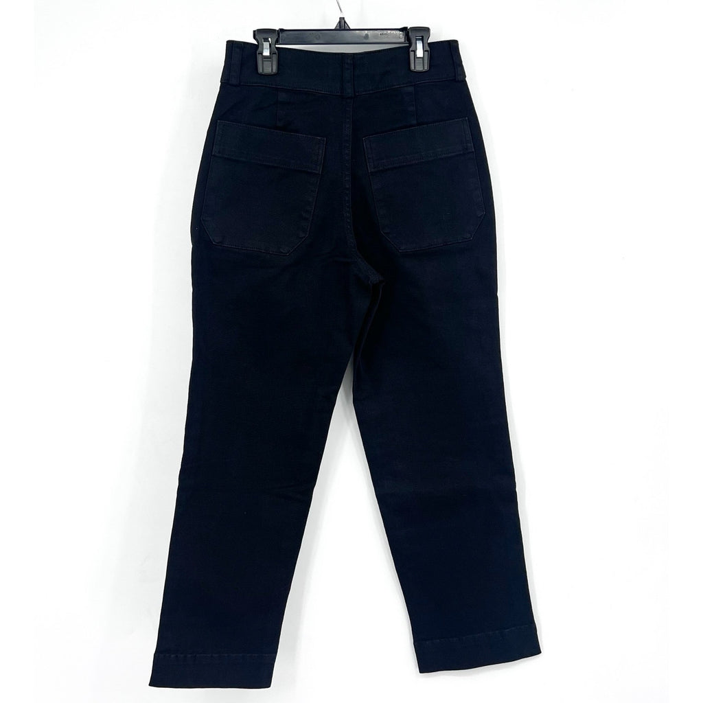 EVERLANE Women's The Organic Straight-Leg Pants Size 2 Black Utility Pockets NWT