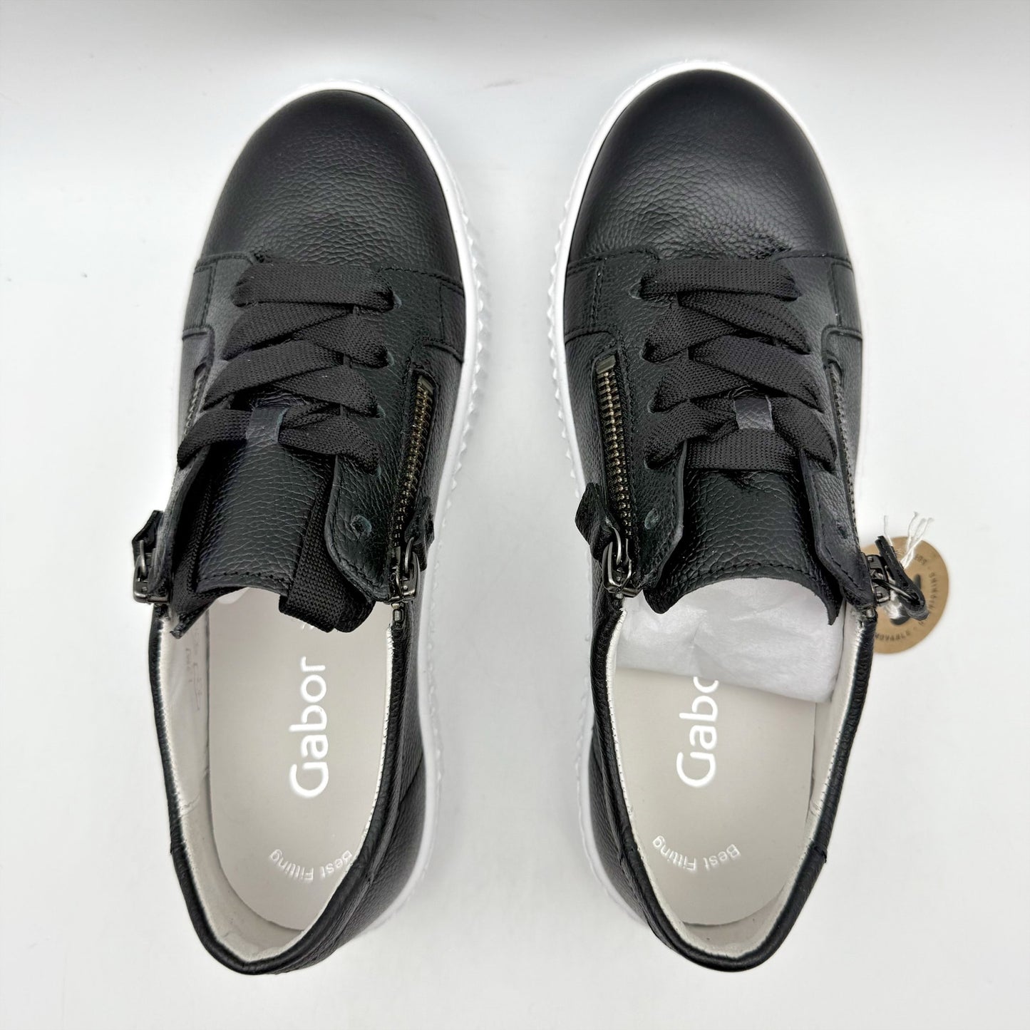 Gabor Womens 53.334 Low Top Sneakers UK 3.5 US 6 Black White Leather NIB