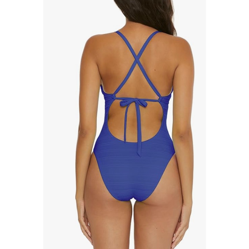 BECCA Women's Coast Ariyah Plunge One Piece Swimsuit Small Ultramarine Blue NWT
