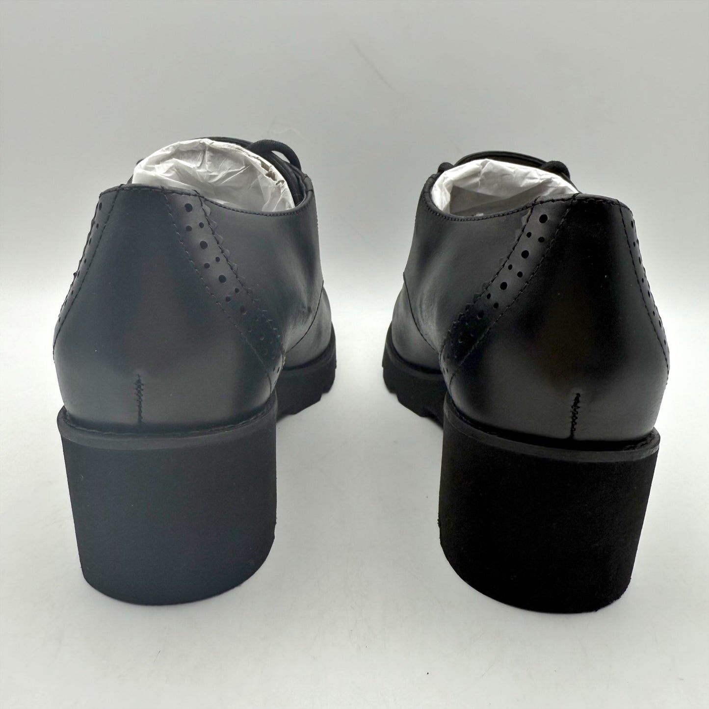 Vionic Womens Anaheim Wedge Oxford Derby Shoes US 6 M Black Leather NIB