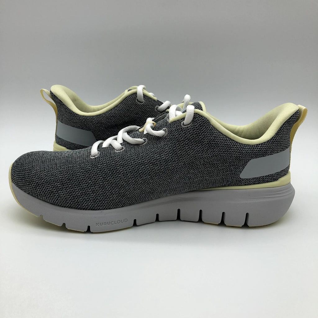 KURU Womens Flex Via Sneakers Size 10.5 Dove Gray Pale Lime Athletic Shoes NWOB