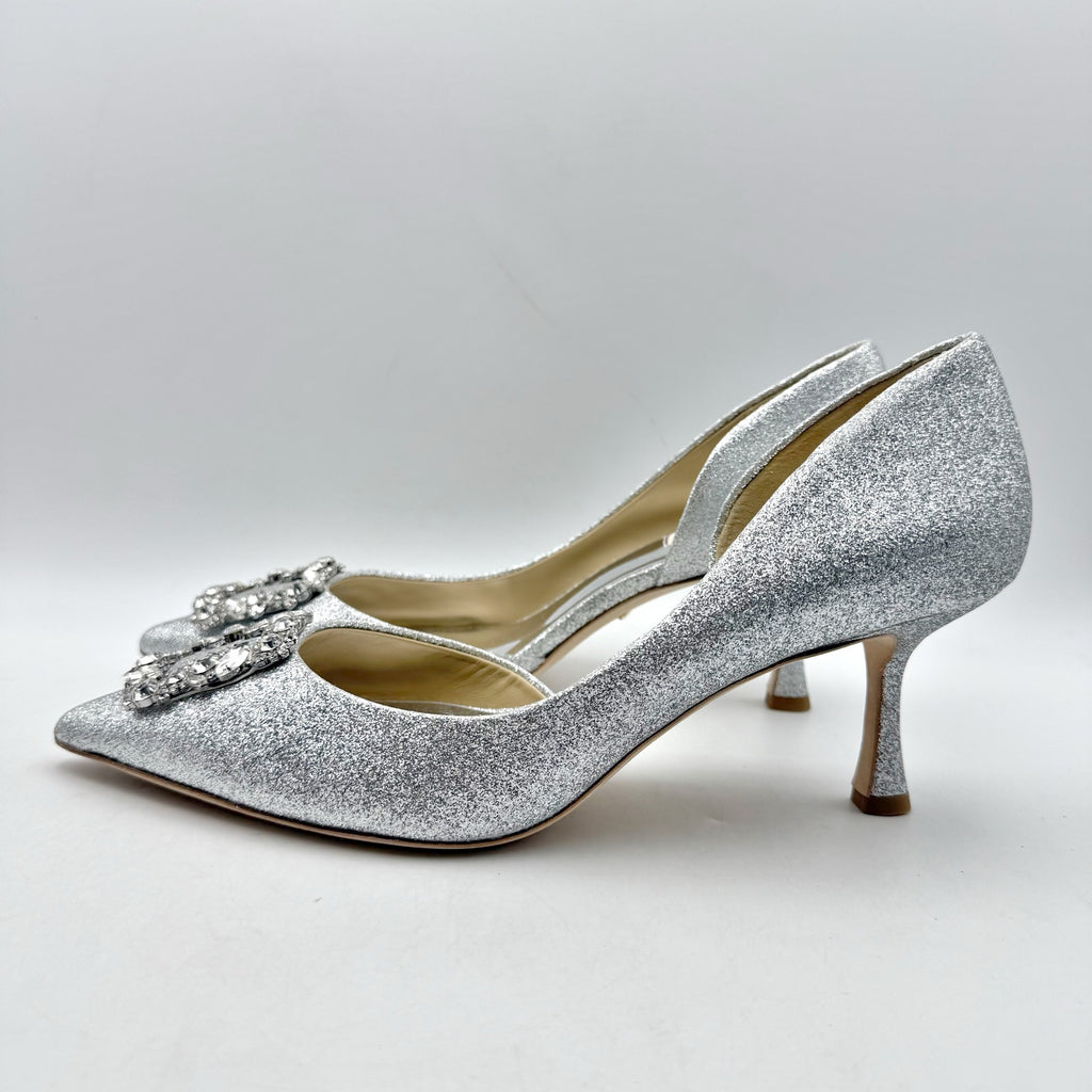 Badgley Mischka Womens Fabia ll Pumps Size 10 Silver Satin Embellished NWOB