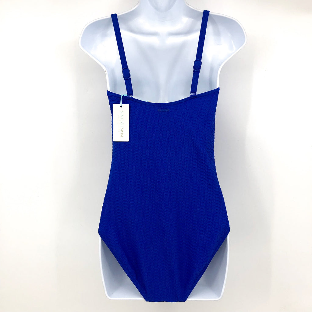 SEA LEVEL SWIM Honeycomb U Bar Bandeau One Piece Swimsuit Size 8 Cobalt Blue NWT