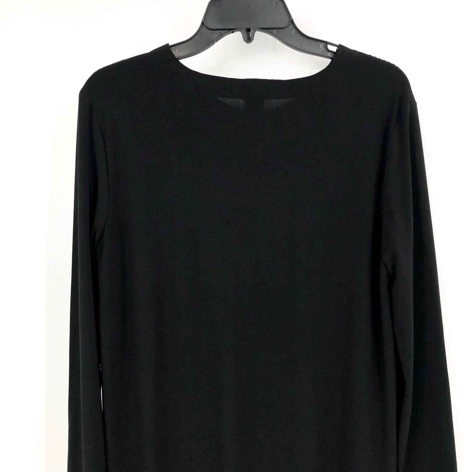 NORMA KAMALI Women's Long Sleeve Shift Dress Small Black Stretch Crewneck NWOT