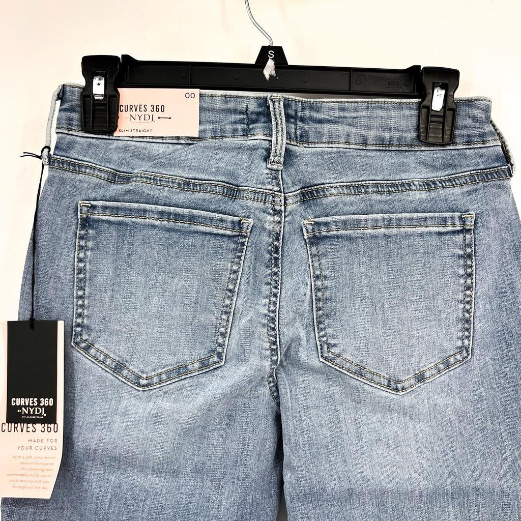 NYDJ Curves 360 Womens Slim Straight Crop Jeans Size 00 Charmed Light Blue NWT