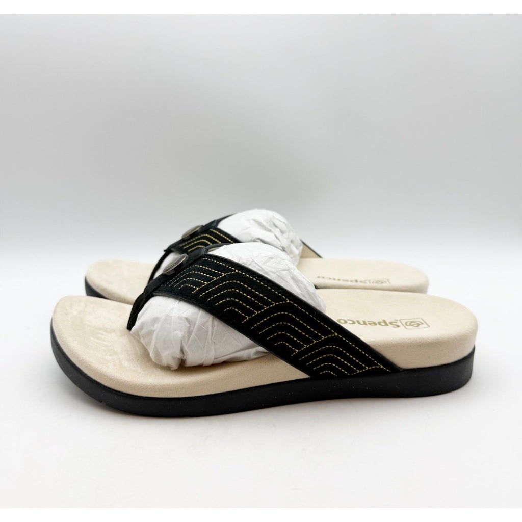 Spenco Waco Women's Laguna Ellie Flip Flop Sandal Size 7.5 WIDE EU 38 Black NIB