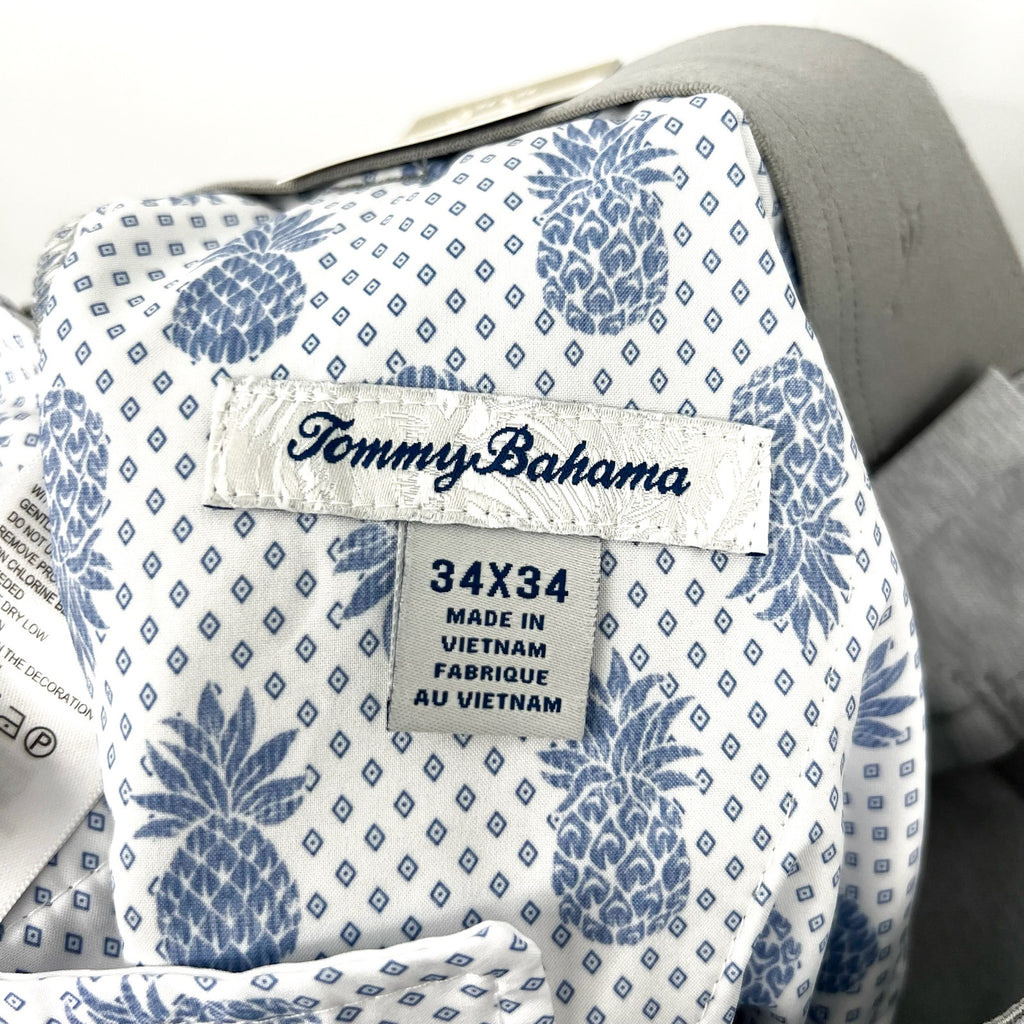 TOMMY BAHAMA Men's IslandZone On Par Pants 34x34 Grey Harbor Mist Flat Front NWT