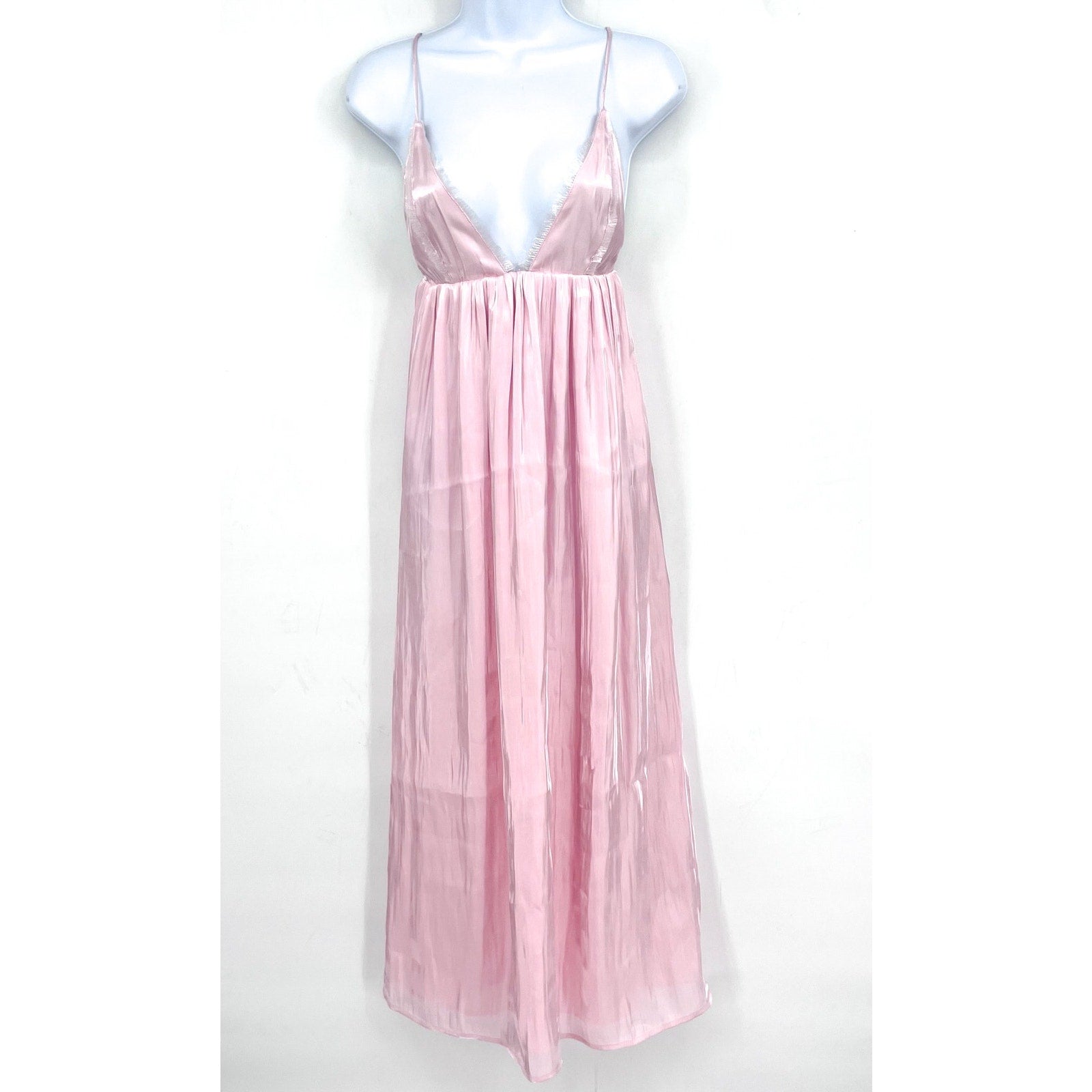 GANNI Womens Changeant Strap Dress Size 32 US 0 Chalk Pink Satin Sleeveless NWOT