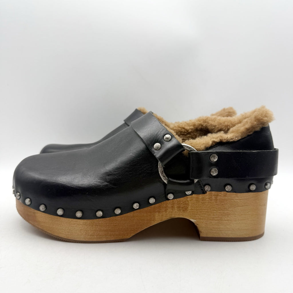 RE/DONE Womens 70s Slingback Clogs EU 40 US 10 Black Leather Studded NWOB