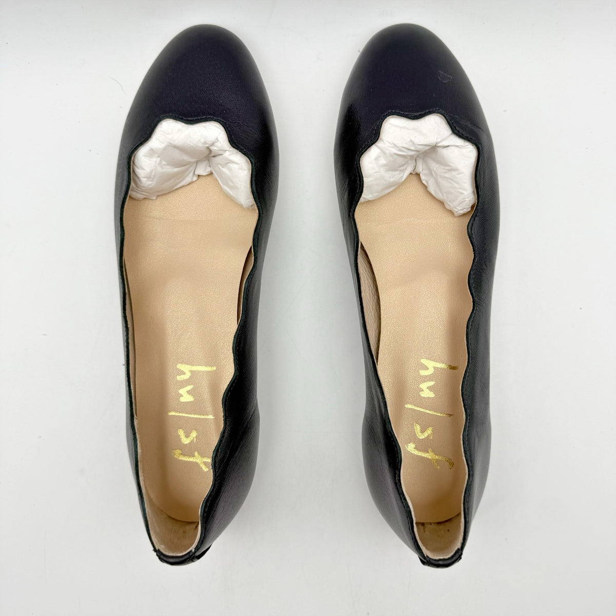 French Sole FS/NY Womens Jigsaw Flats Size 5 EU 35.5 Navy Blue Nappa Leather NIB