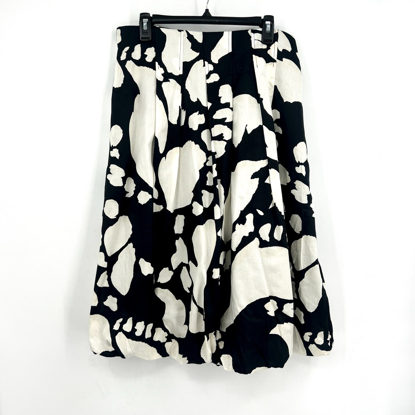 NIC + ZOE Evening Petal Bubble Midi Skirt Large Black White Floral Print NWT