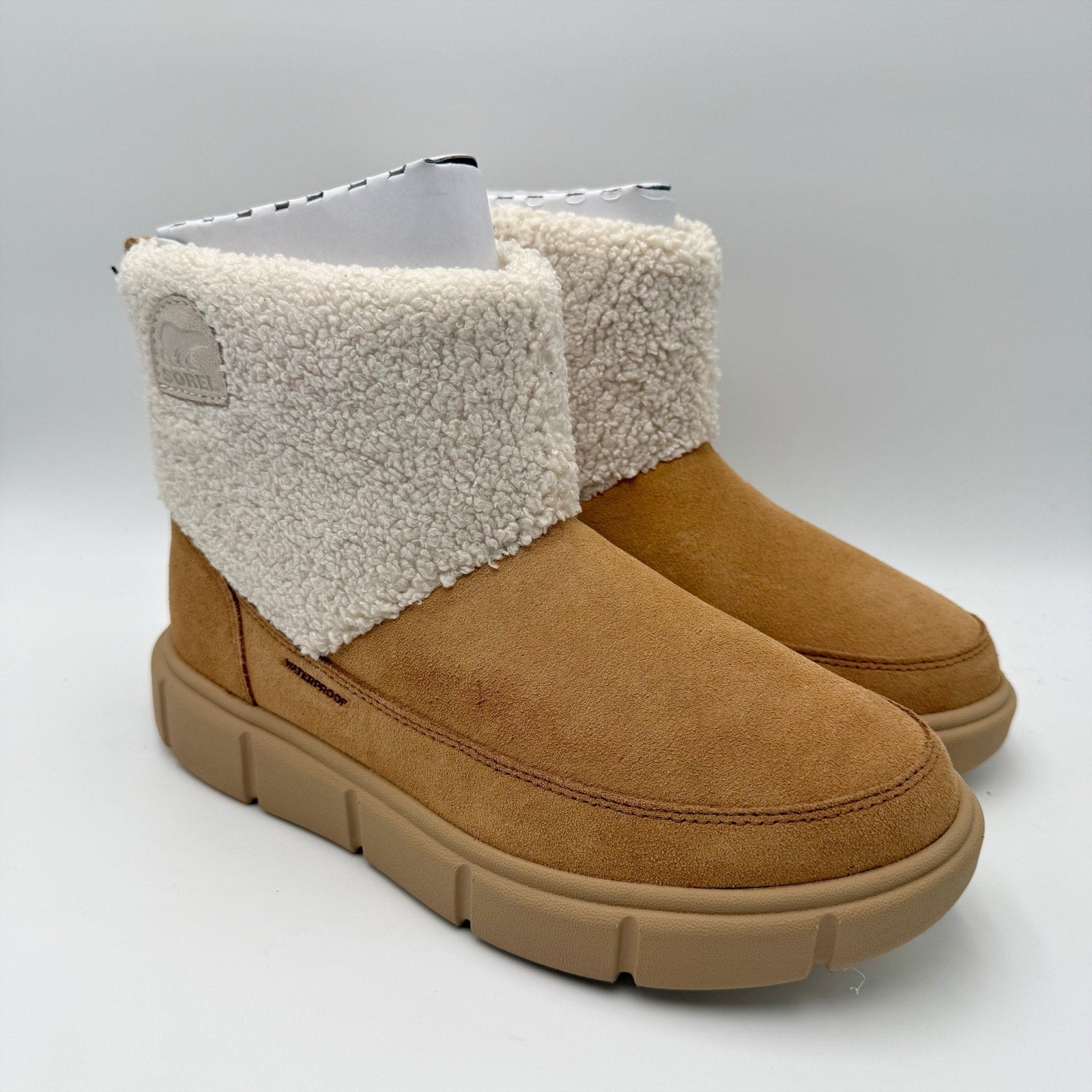 Sorel Womens Explorer lll Cozy Snow Booties US 8.5 Tan Suede WP Insulated NIB
