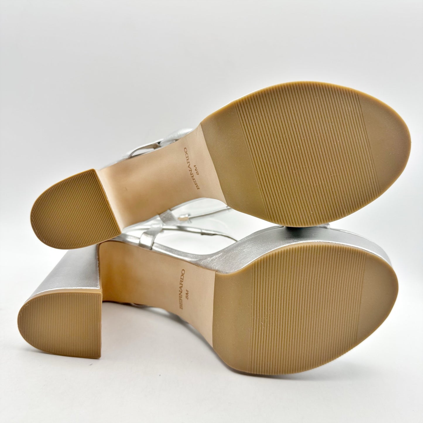 Bernardo Womens Ventura Platform Sandals US 8 M Silver Metallic Leather NWOB