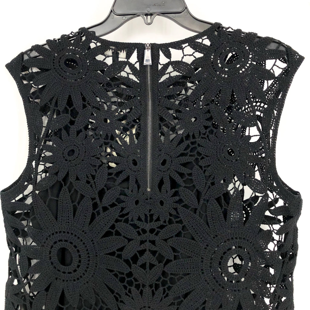 TED BAKER Women's Katrnn Crochet Top US 10 Ted Size 4 Black Short Sleeve NWT