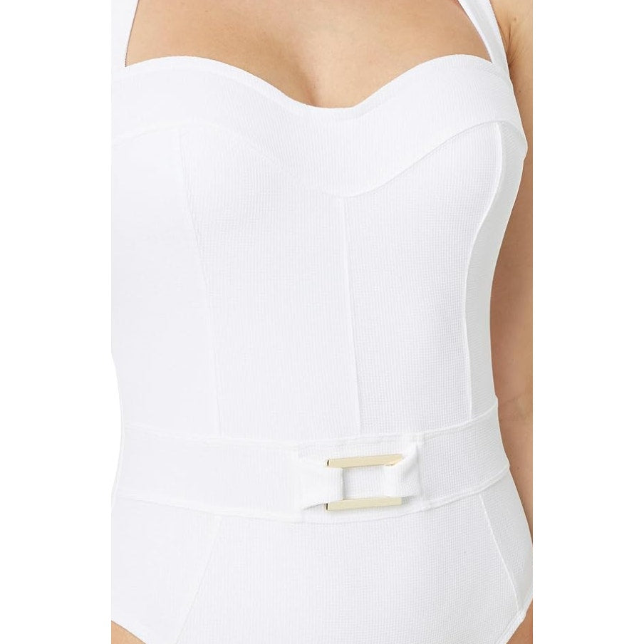 LILLY PULITZER Womens Jyn One-Piece Swimsuit Size 10 Resort White Belt NWT