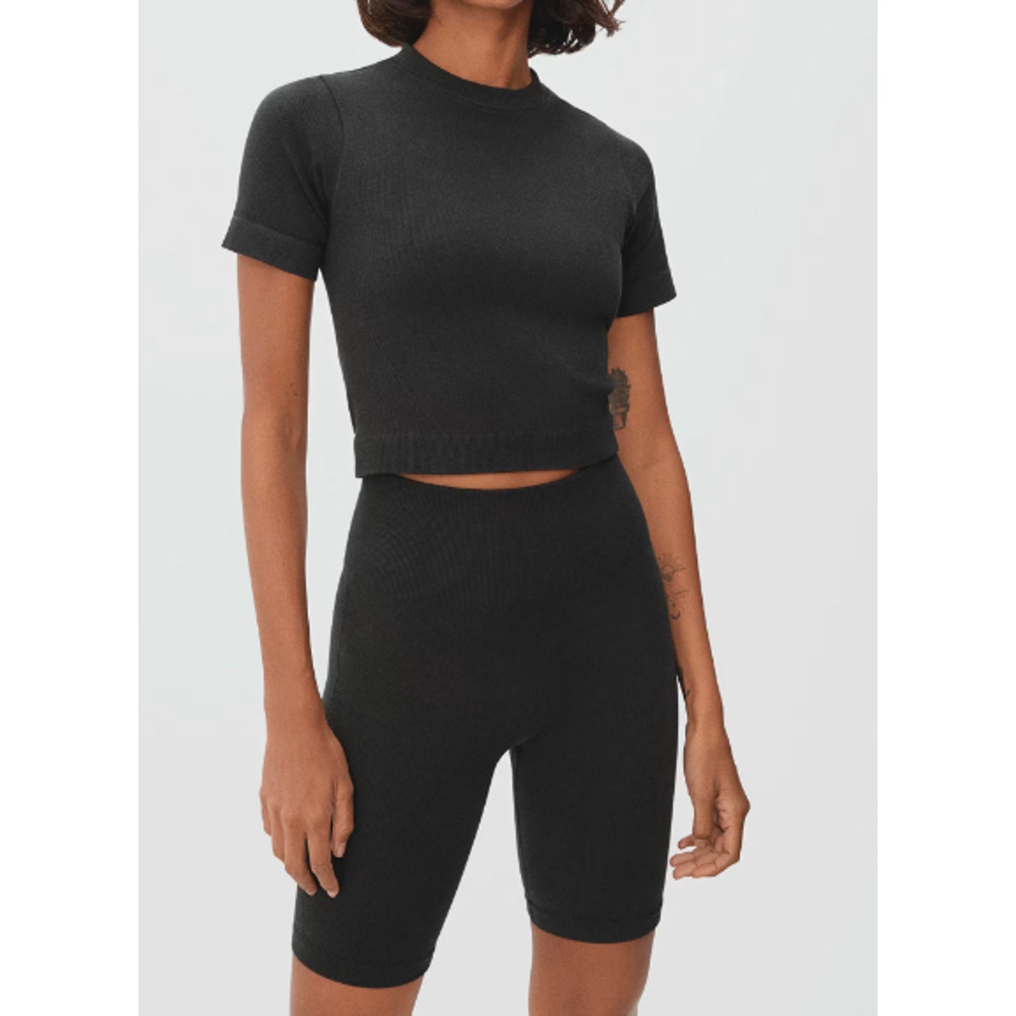 Everlane Womens The Seamless Crop Tee Short Sleeve XS/Small Black NWOT