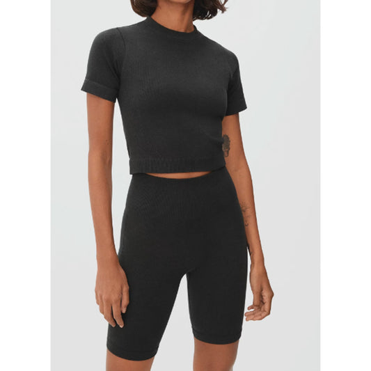 Everlane Womens The Seamless Crop Tee Short Sleeve XS/Small Black NWOT