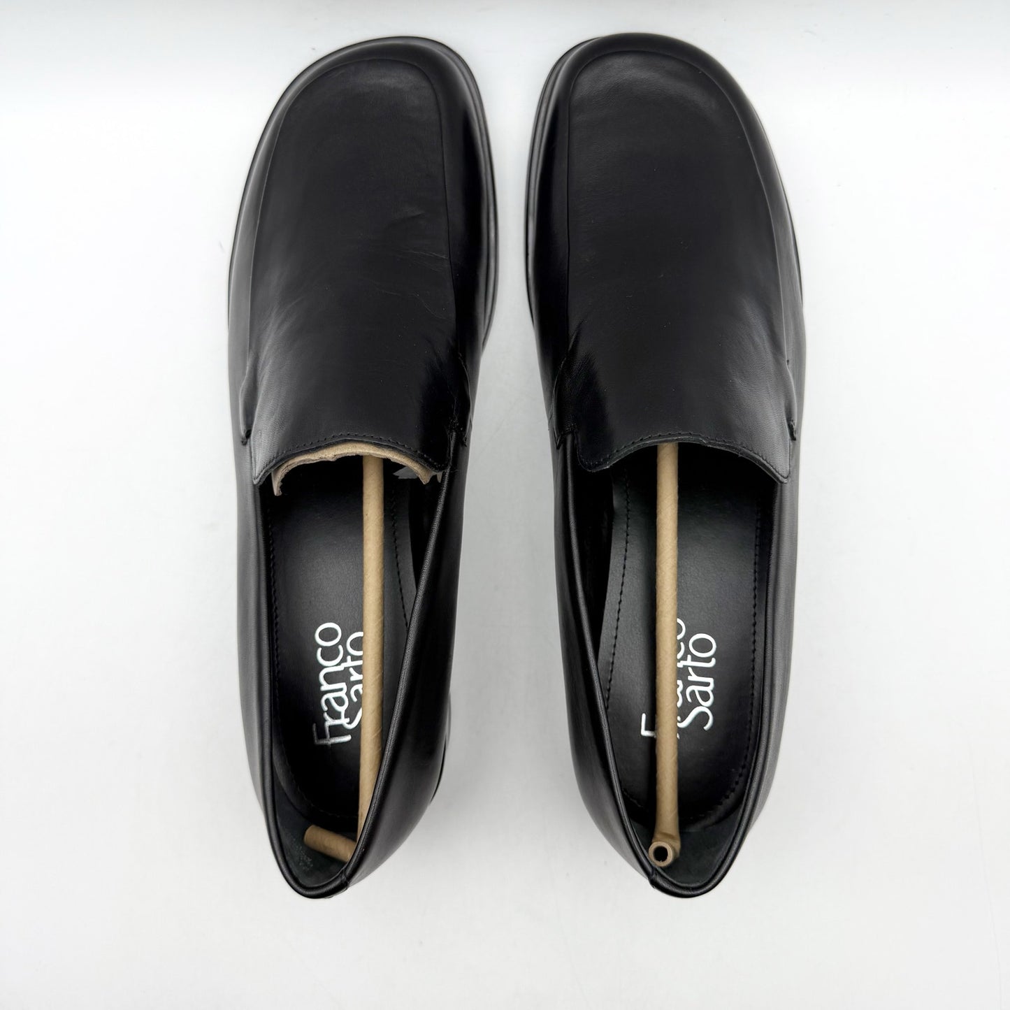 Franco Sarto Womens Bocca Loafers US 9.5 Wide EU 40.5 Black Leather Slip On NWOB