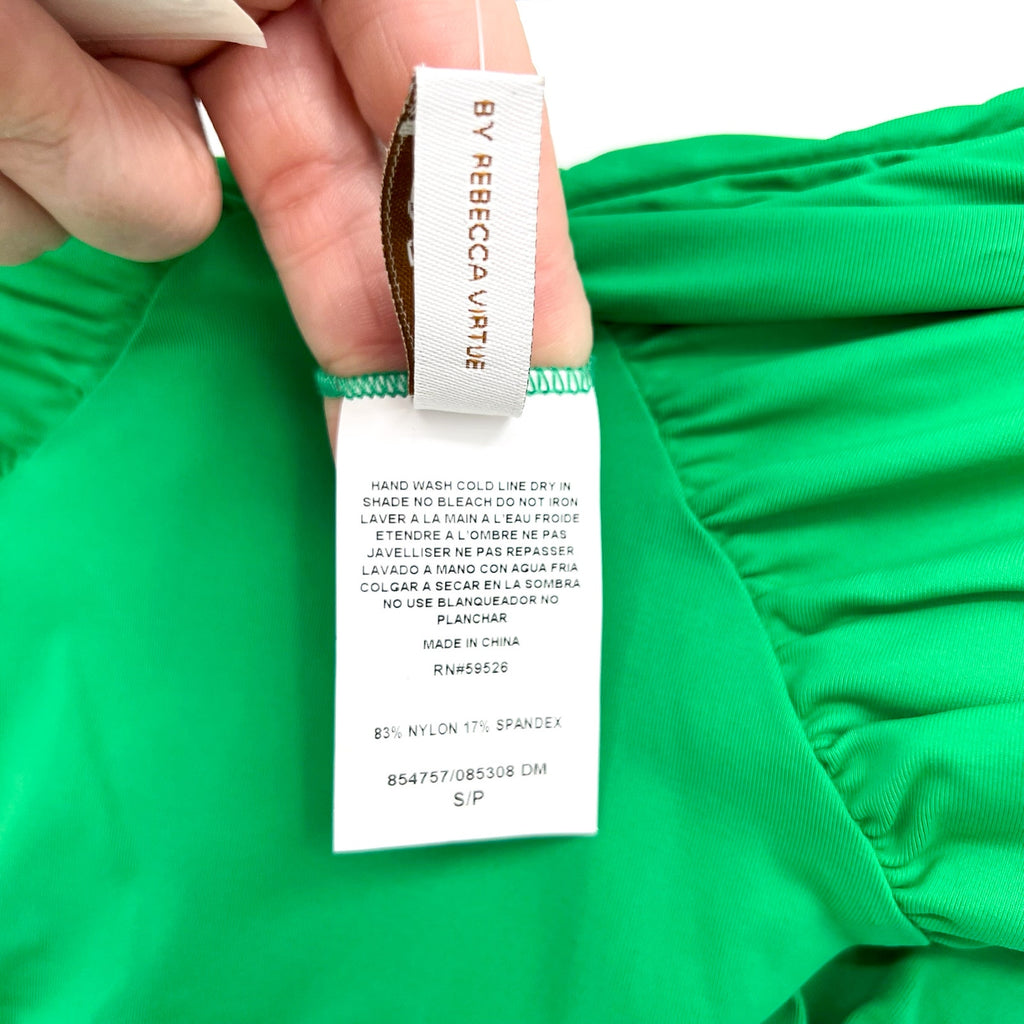 BECCA Color Code French Cut Bikini Bottom Small Emerald Green Shirred NWT