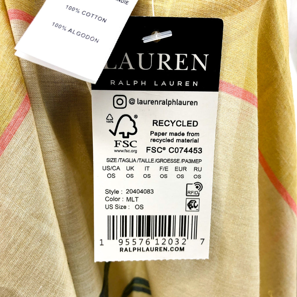 LAUREN RALPH LAUREN Island Tropical Pareo Wrap Skirt Cover Up OS Gold NWT