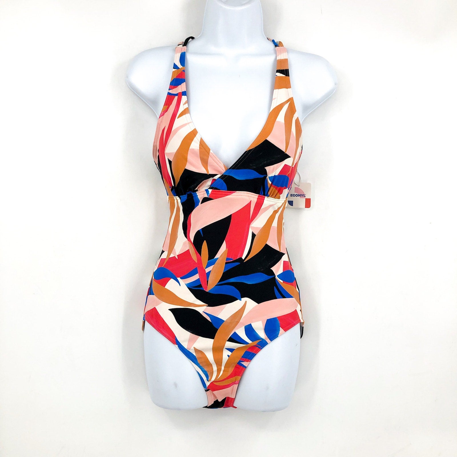 PRANA Women's Atalia One Piece Swimsuit Small Tropics Print Pink UPF 50+ NWT