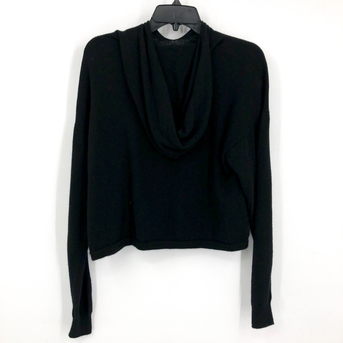 ACTIVE CASHMERE Women's Cashmere Cropped Hoodie Sweater Small Black NWT