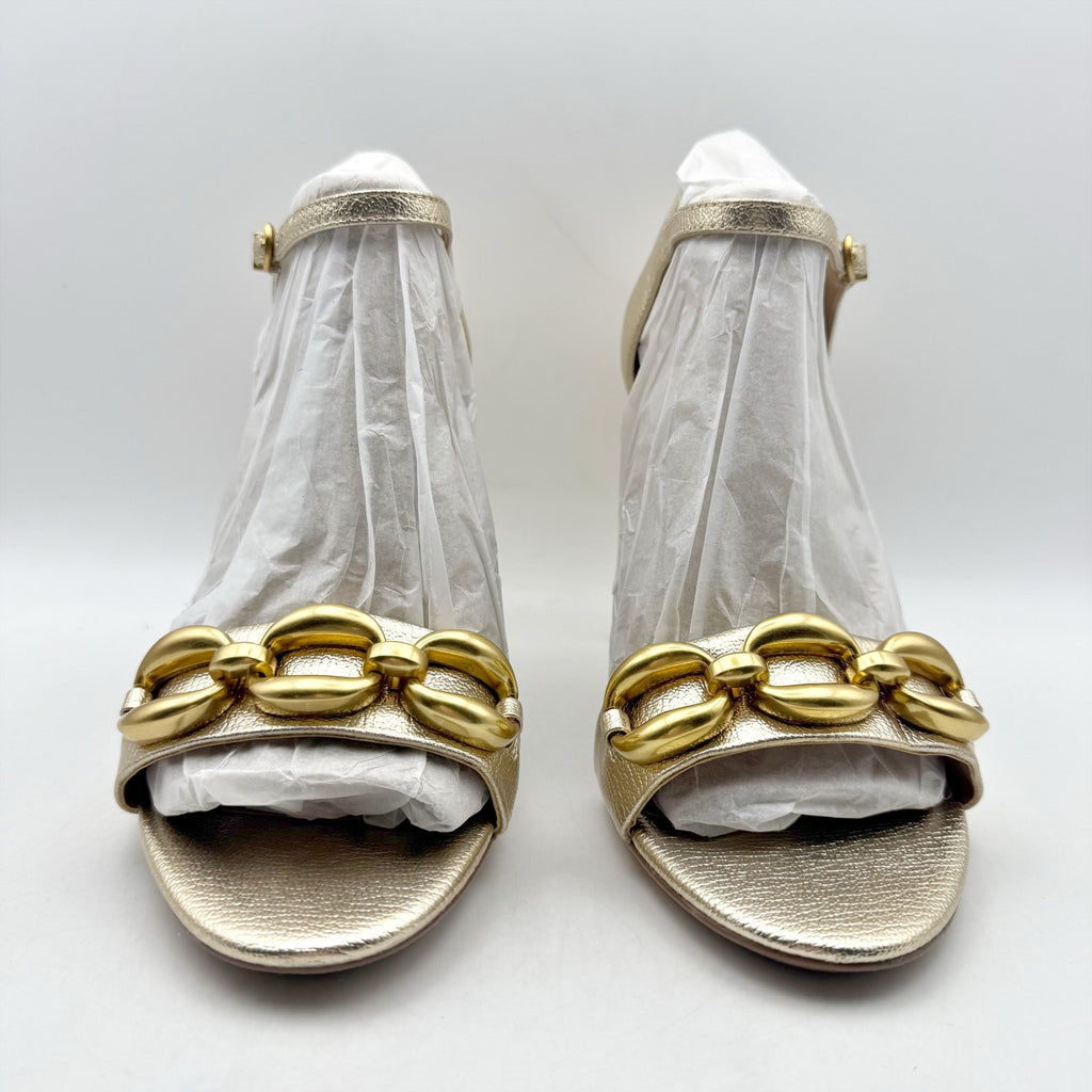 Vince Camuto Womens Aurelia Heel Sandals Size 12 M EU 43.5 Gold Leather NIB