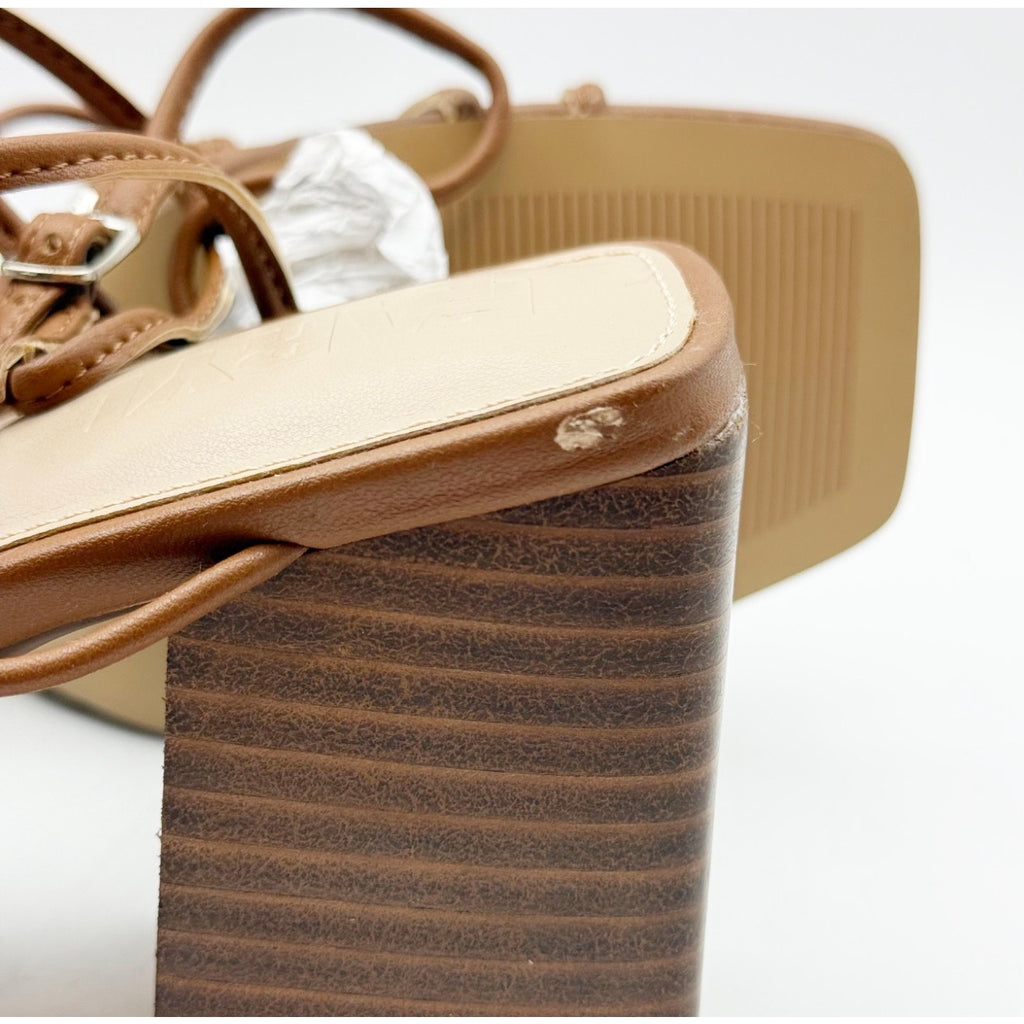 FARYL by Farylrobin Womens Zayne Heeled Sandals Size 8 M EU 38 Cognac Brown NWOB