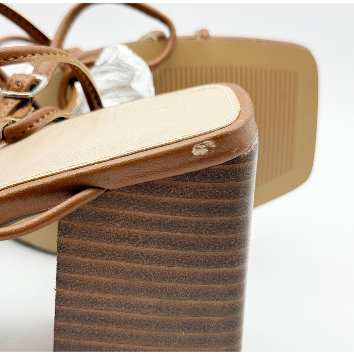 FARYL by Farylrobin Womens Zayne Heeled Sandals Size 8 M EU 38 Cognac Brown NWOB