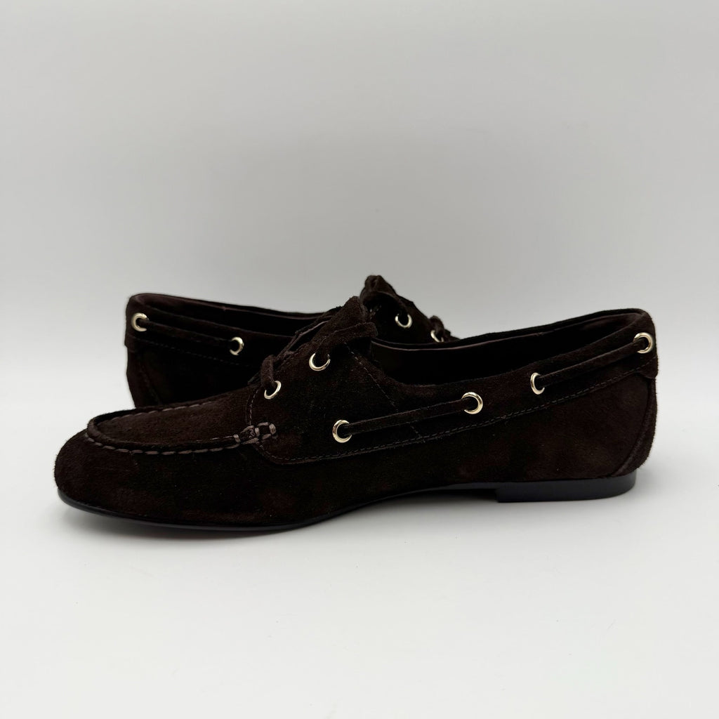 Madewell Womens Jamie Boat Shoes Size 7 EU 37.5 Dark Brown Suede NIB