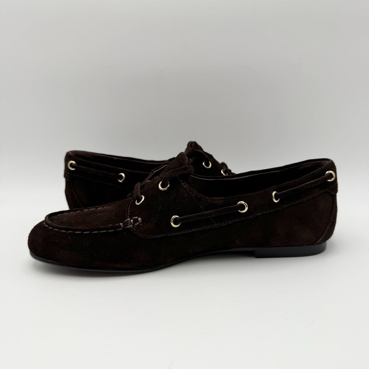 Madewell Womens Jamie Boat Shoes Size 7 EU 37.5 Dark Brown Suede NIB