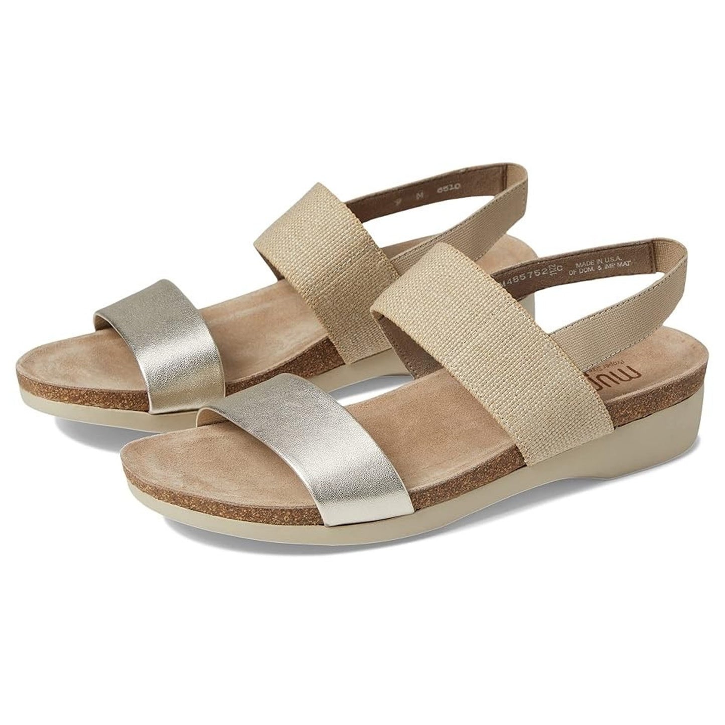 Munro Womens Pisces Casual Sandal US 9.5 WW EU 40 Gold Slingback NIB