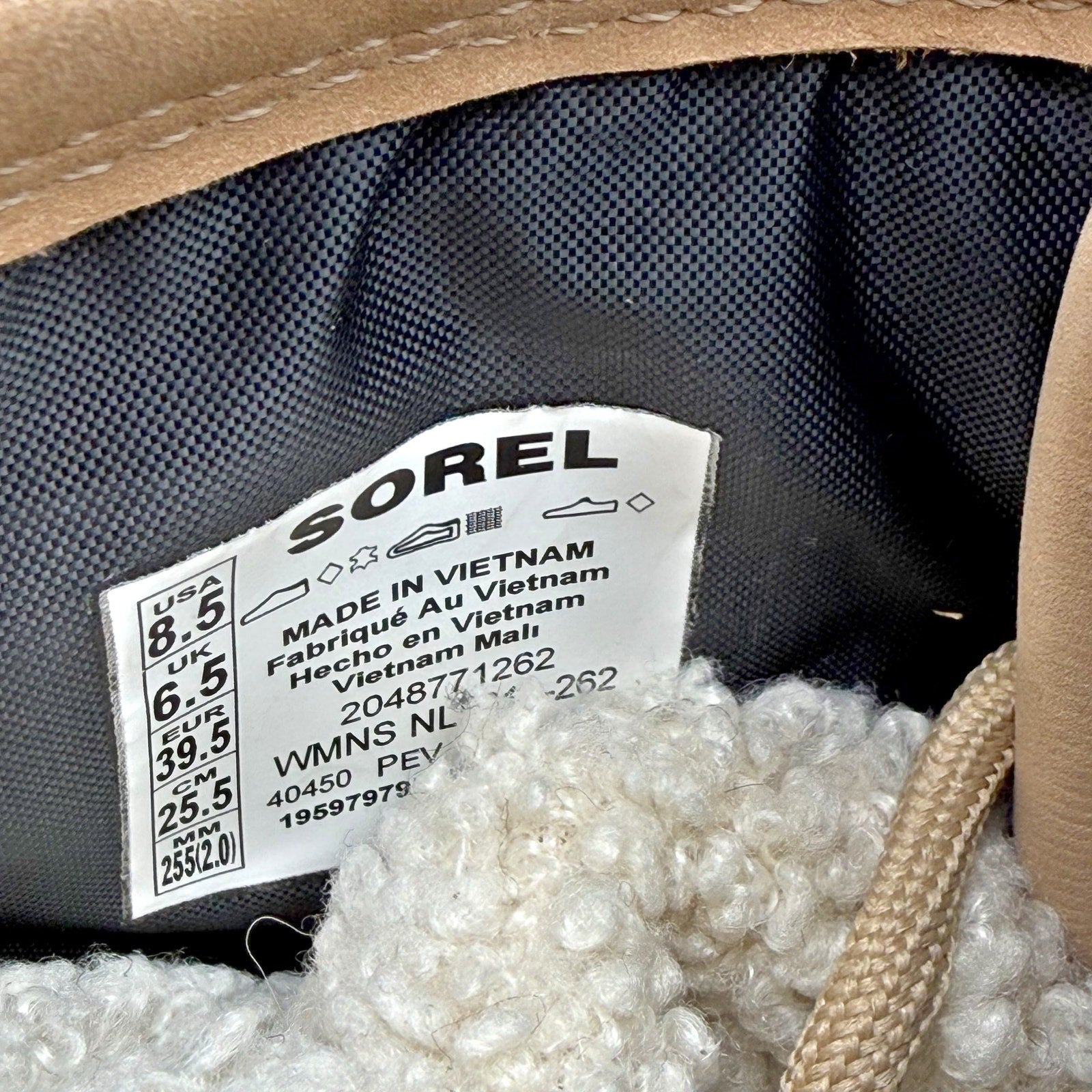 Sorel Womens Caribou Royal Winter Boots US 8.5 Tan Beige Canvas Waterproof NIB