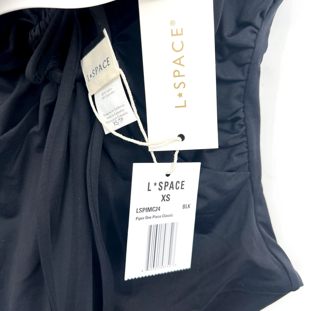 L*SPACE Women's Piper Classic One Piece Swimsuit XS Black Front Keyhole NWT