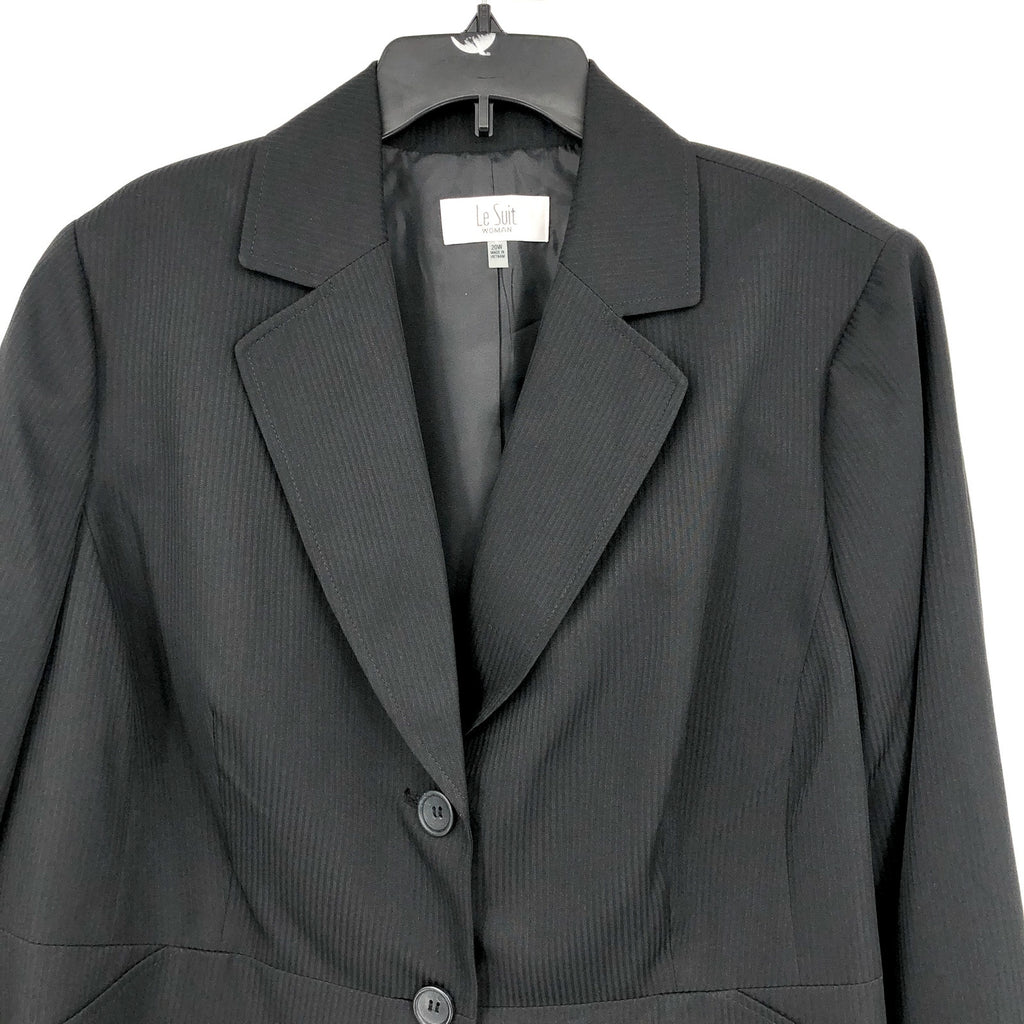 LE SUIT Womens Two Button Suit Jacket 20W Black Contrast Pinstripe Blazer NWT