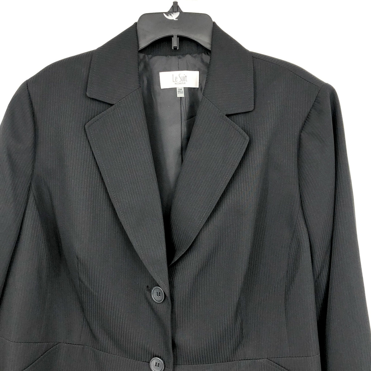 LE SUIT Womens Two Button Suit Jacket 20W Black Contrast Pinstripe Blazer NWT