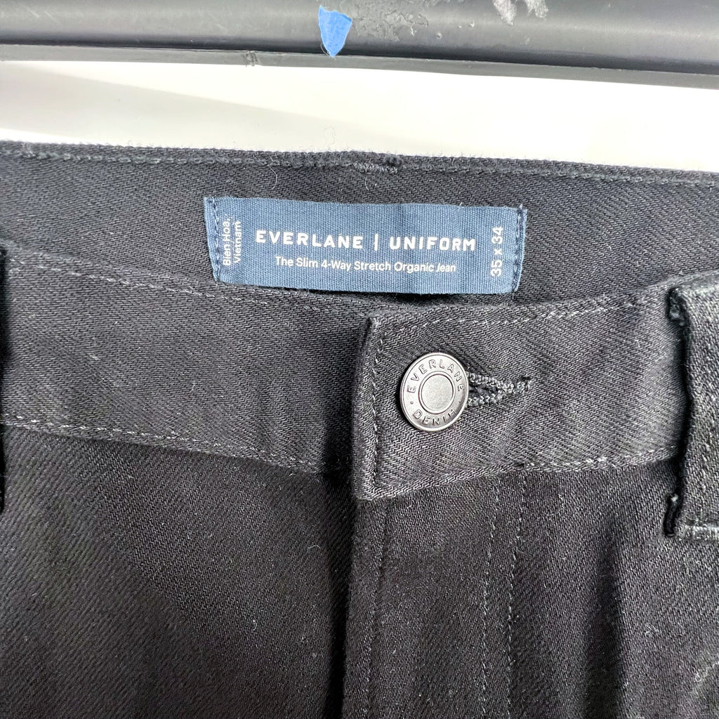 EVERLANE Men's Slim 4-Way Stretch Jeans 35x34 Black Uniform Organic Cotton NWT