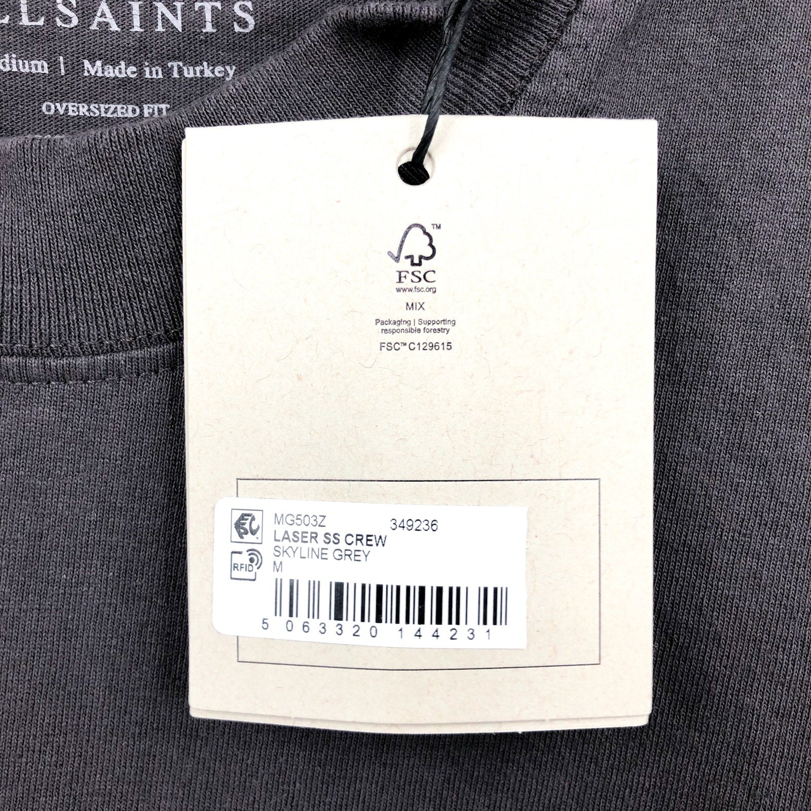 ALLSIANTS Men's Laser Crew T-Shirt Medium Skyline Grey Short Sleeve NWT
