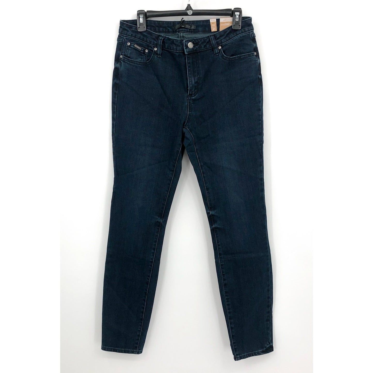 PRANA Women's Sienna Jeans 31 US 12 Deep Blue Stretch Denim Mid Rise Skinny NWT