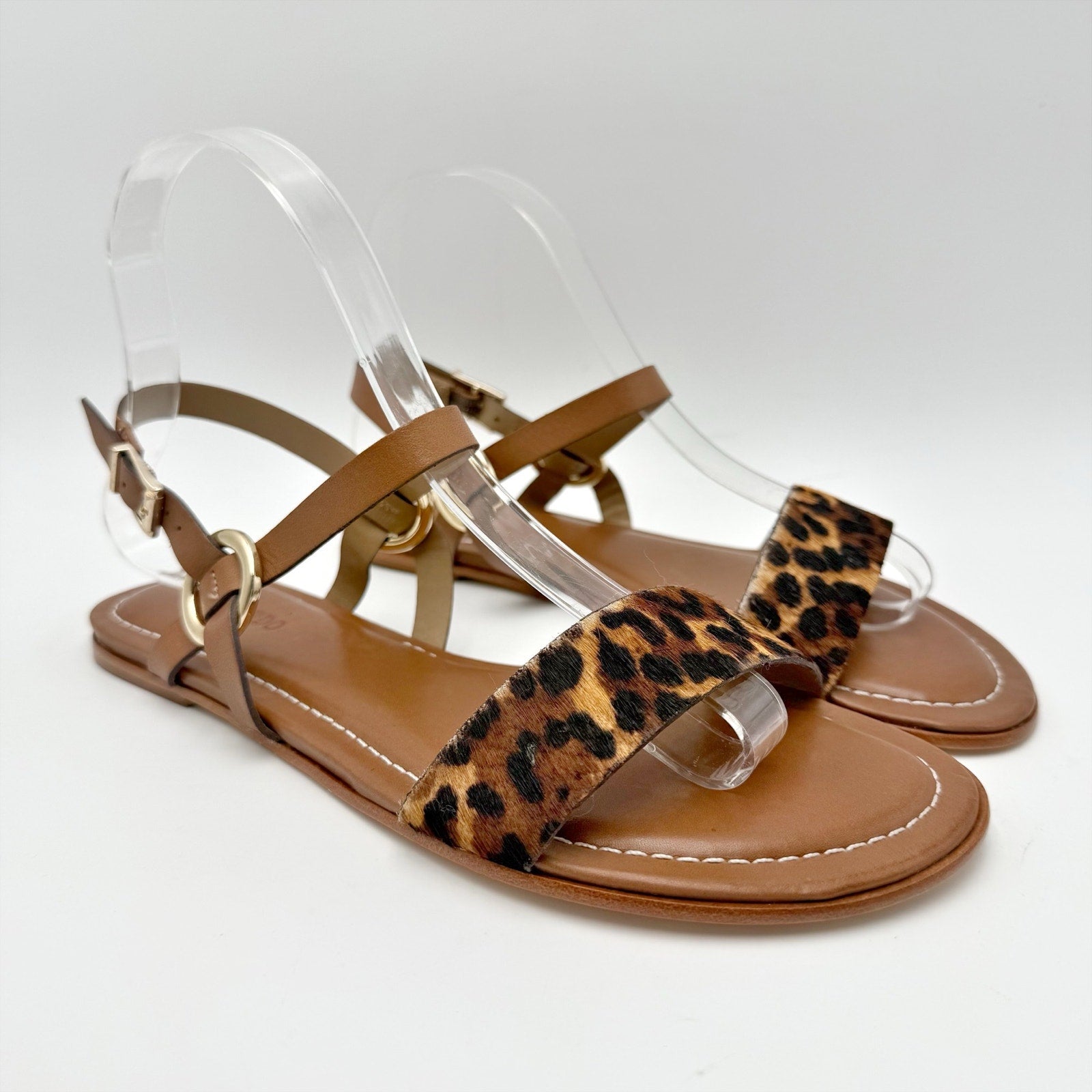 Bernardo Womens Henre Sandals Size 6 Brown Leopard Haircalf/Leather NIB
