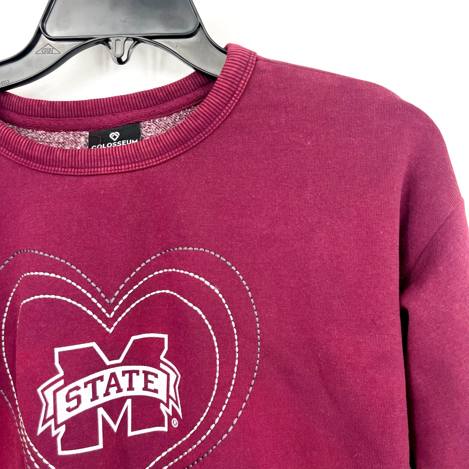 COLOSSEUM Girls Mississippi State Crop Crewneck Sweatshirt Large Maroon Red NWT