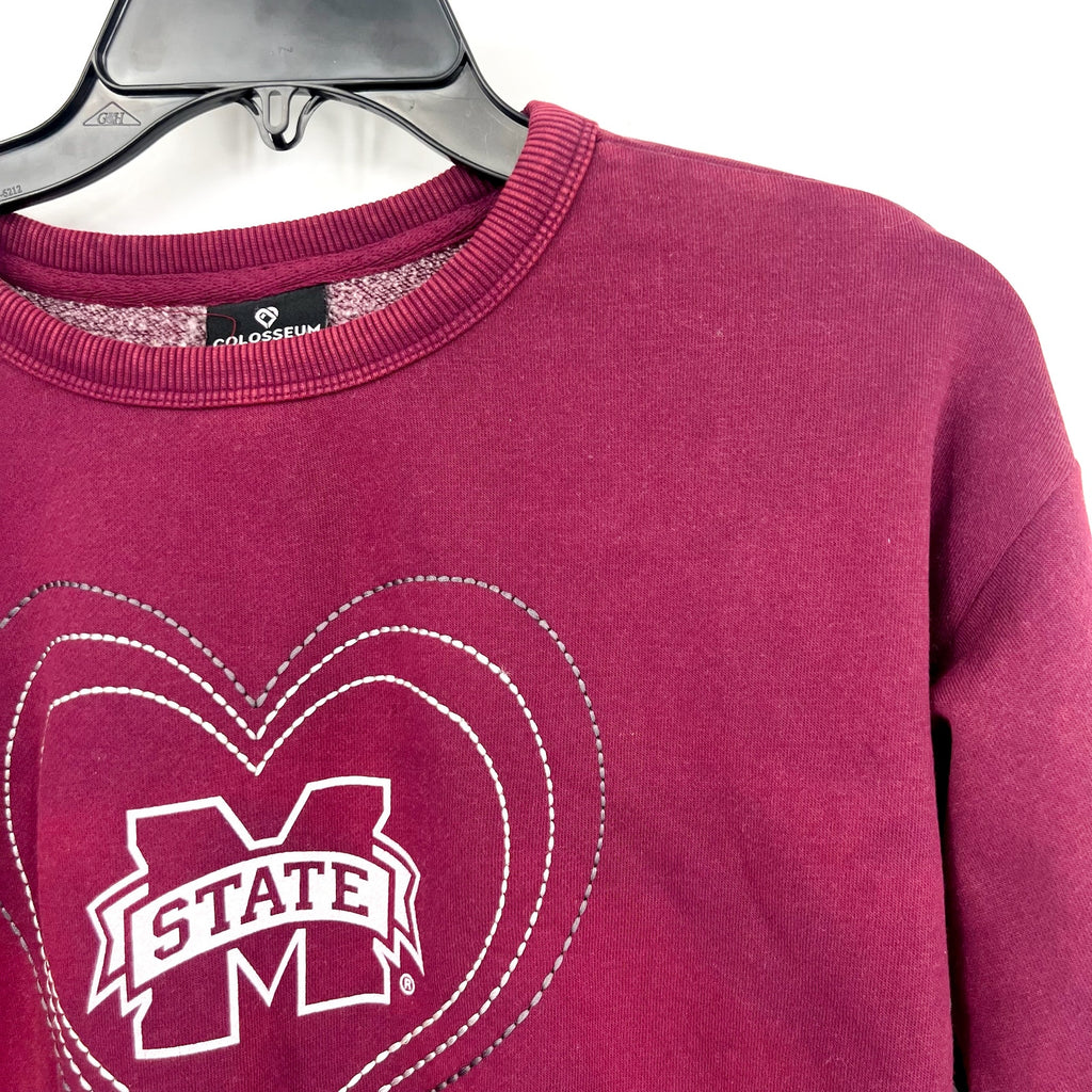 COLOSSEUM Girls Mississippi State Crop Crewneck Sweatshirt Large Maroon Red NWT