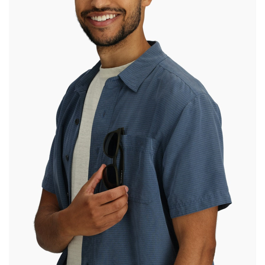 ROYAL ROBBINS Men's Desert Pucker Dry S/S Shirt Medium Collins Blue NWOT