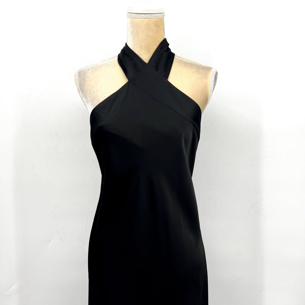 LAUREN RALPH LAUREN Satin Charmeuse Cocktail Dress Size 12 Black Halter NWT