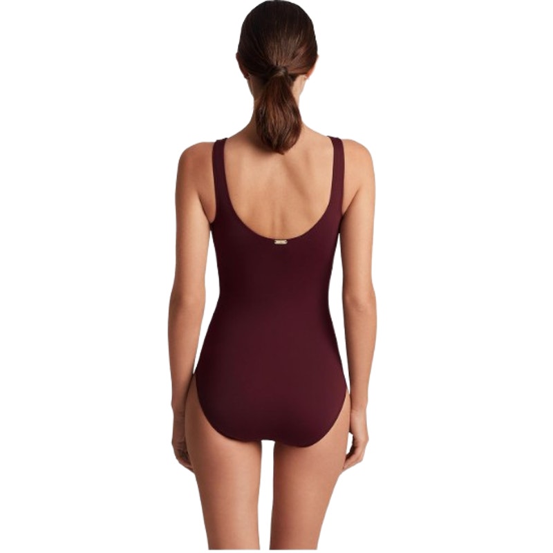 LAUREN RALPH LAUREN Beach Club One-Piece Swimsuit Size 16 Claret Red Ring NWT